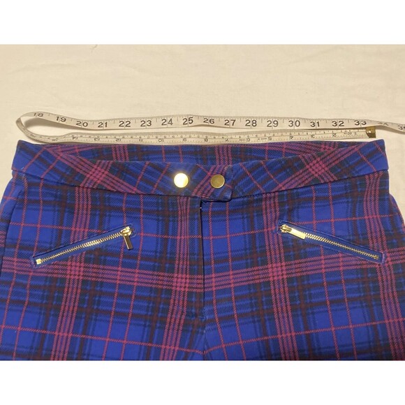 Womens Time and Tru Ponte Capri Pants Blue Plaid Size 14 ( No Pockets ) 34x24 - Picture 9 of 16